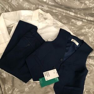 NWT H&M navy vest pants white dress shirt 4 5 3pcs